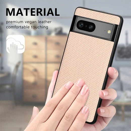 Google Pixel 7a Hoesje Carbon Fiber Back Cover Roze afbeelding 2