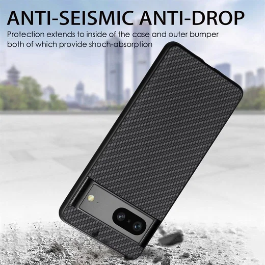 Google Pixel 7a Hoesje Carbon Fiber Back Cover Roze afbeelding 8
