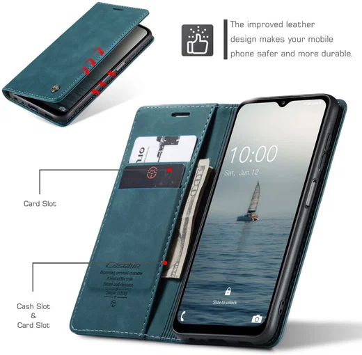 CaseMe 013 Samsung Galaxy A34 Hoesje Book Case met Pasjeshouder Blauw afbeelding 7