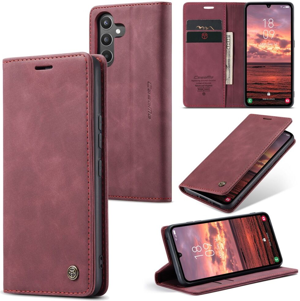 CaseMe 013 Samsung Galaxy A34 Hoesje Book Case met Pasjeshouder Rood afbeelding 2