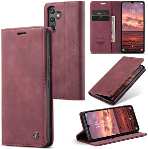 CaseMe 013 Samsung Galaxy A34 Hoesje Book Case met Pasjeshouder Rood afbeelding 2