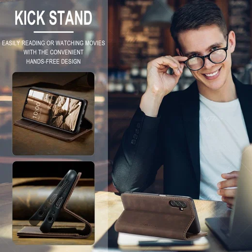 CaseMe 013 Samsung Galaxy A34 Hoesje Book Case met Pasjeshouder Coffee afbeelding 3