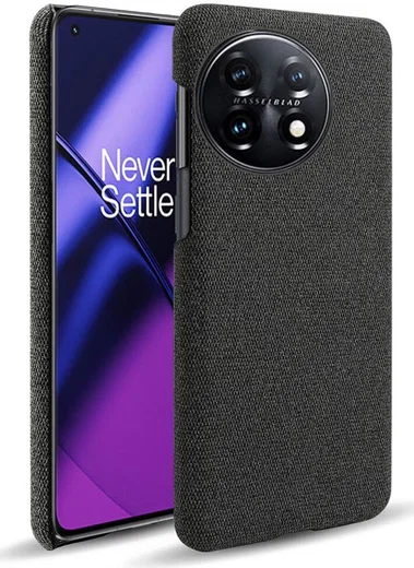OnePlus 11 Hoesje Stoffen Afwerking Back Cover Zwart afbeelding 1