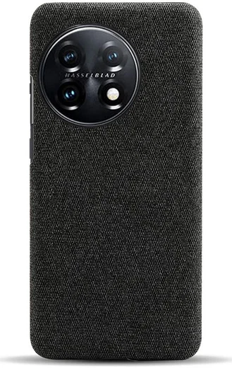 OnePlus 11 Hoesje Stoffen Afwerking Back Cover Zwart afbeelding 3