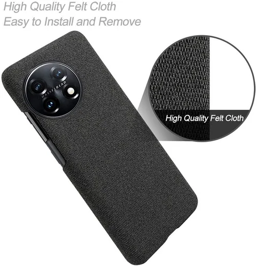 OnePlus 11 Hoesje Stoffen Afwerking Back Cover Zwart afbeelding 4