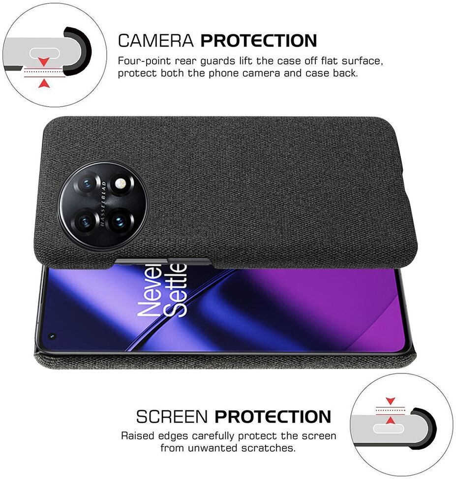 OnePlus 11 Hoesje Stoffen Afwerking Back Cover Zwart afbeelding 5