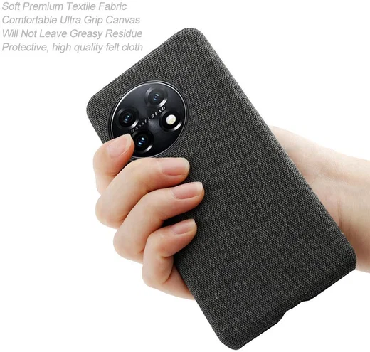 OnePlus 11 Hoesje Stoffen Afwerking Back Cover Zwart afbeelding 6