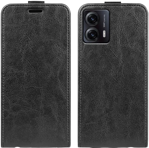 Motorola Moto G53 Hoesje Verticale Flip Wallet Case Kunstleer Zwart afbeelding 2