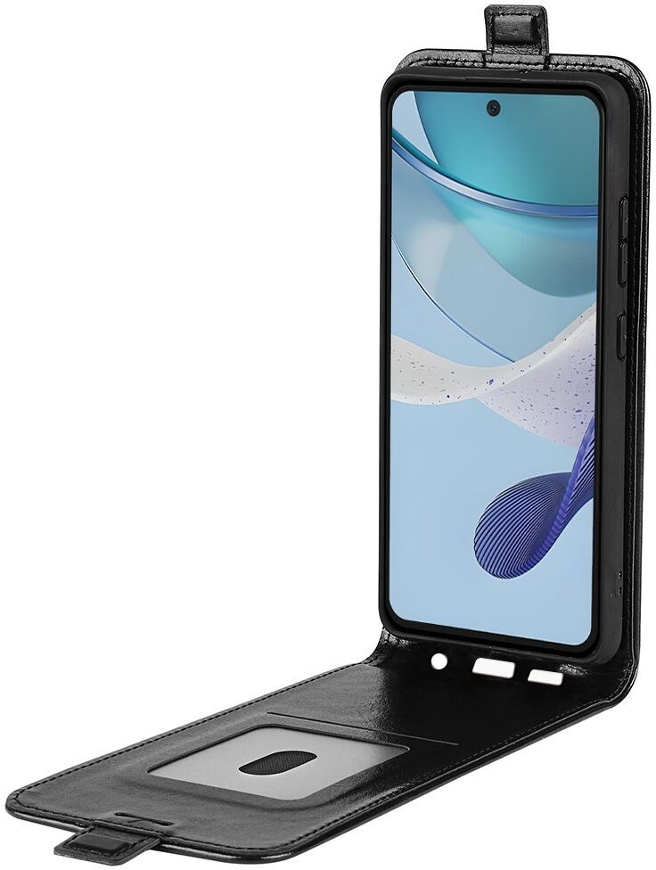 Motorola Moto G53 Hoesje Verticale Flip Wallet Case Kunstleer Zwart afbeelding 1
