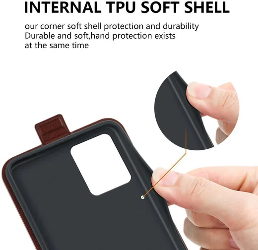 Motorola Moto G53 Hoesje Verticale Flip Wallet Case Kunstleer Zwart afbeelding 4