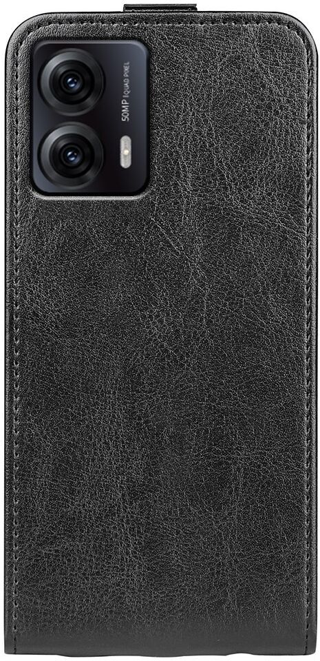 Motorola Moto G53 Hoesje Verticale Flip Wallet Case Kunstleer Zwart afbeelding 8
