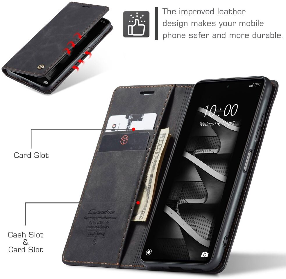 CaseMe 013 Xiaomi Redmi Note 12 Pro Plus Hoesje Book Case Zwart afbeelding 9
