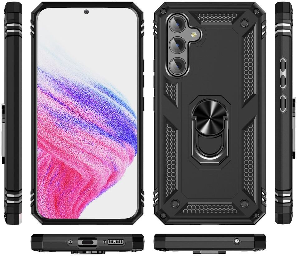 Samsung Galaxy A54 Hoesje Magnetische Kickstand Back Cover Zwart afbeelding 2