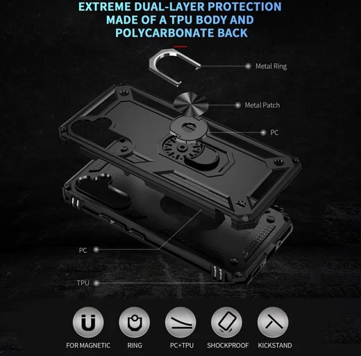 Samsung Galaxy A54 Hoesje Magnetische Kickstand Back Cover Zwart afbeelding 7