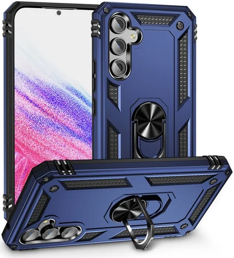 Samsung Galaxy A54 Hoesje Magnetische Kickstand Back Cover Blauw afbeelding 1