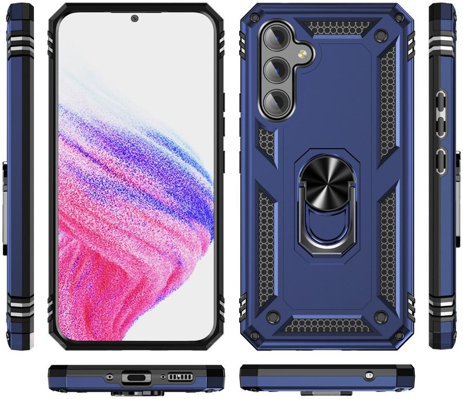 Samsung Galaxy A54 Hoesje Magnetische Kickstand Back Cover Blauw afbeelding 2