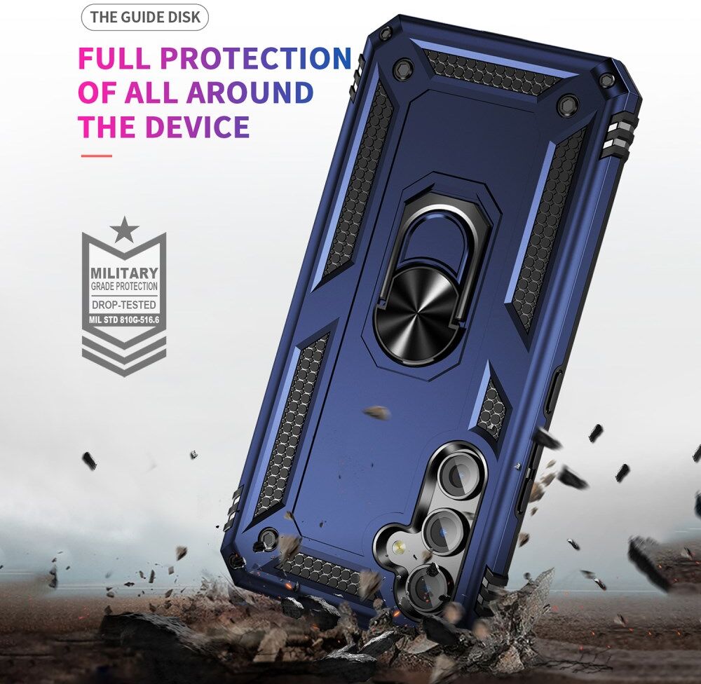Samsung Galaxy A54 Hoesje Magnetische Kickstand Back Cover Blauw afbeelding 5