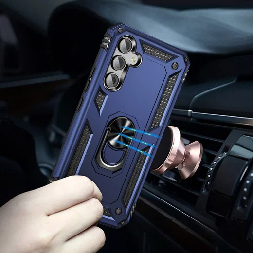 Samsung Galaxy A54 Hoesje Magnetische Kickstand Back Cover Blauw afbeelding 6