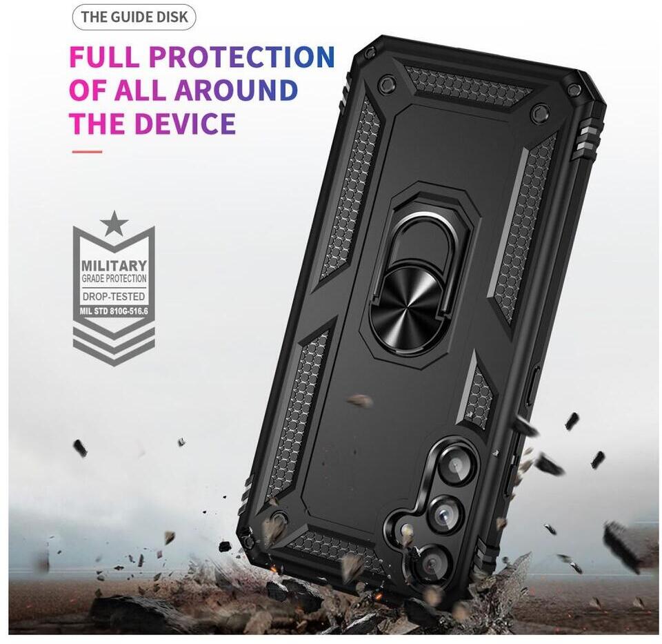 Samsung Galaxy A34 Hoesje Magnetische Kickstand Ring Back Cover Zwart afbeelding 3