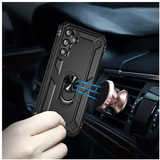 Samsung Galaxy A34 Hoesje Magnetische Kickstand Ring Back Cover Zwart afbeelding 5