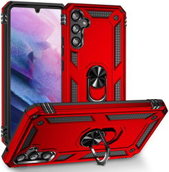 Samsung Galaxy A34 Hoesje Magnetische Kickstand Ring Back Cover Rood afbeelding