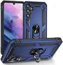 Samsung Galaxy A34 Hoesje Magnetische Kickstand Ring Back Cover Blauw