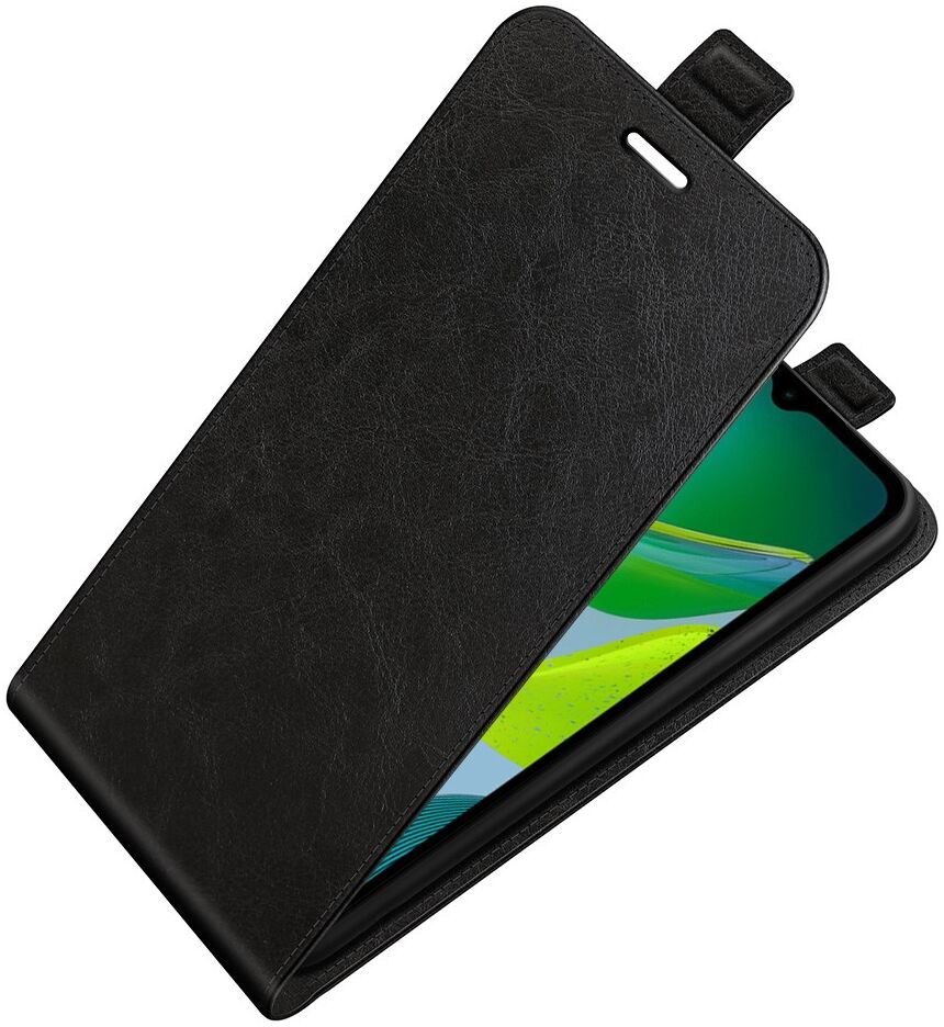Motorola Moto E13 Hoesje Verticale Flip Wallet Case Kunstleer Zwart afbeelding 4