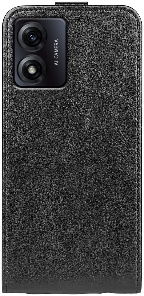 Motorola Moto E13 Hoesje Verticale Flip Wallet Case Kunstleer Zwart afbeelding 8
