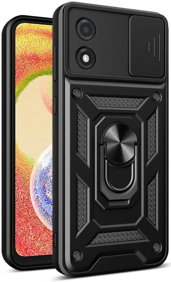 Motorola Moto E13 Hoesje met Camera Slider en Kickstand Ring Zwart afbeelding 1