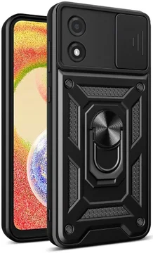 Motorola Moto E13 Hoesje met Camera Slider en Kickstand Ring Zwart