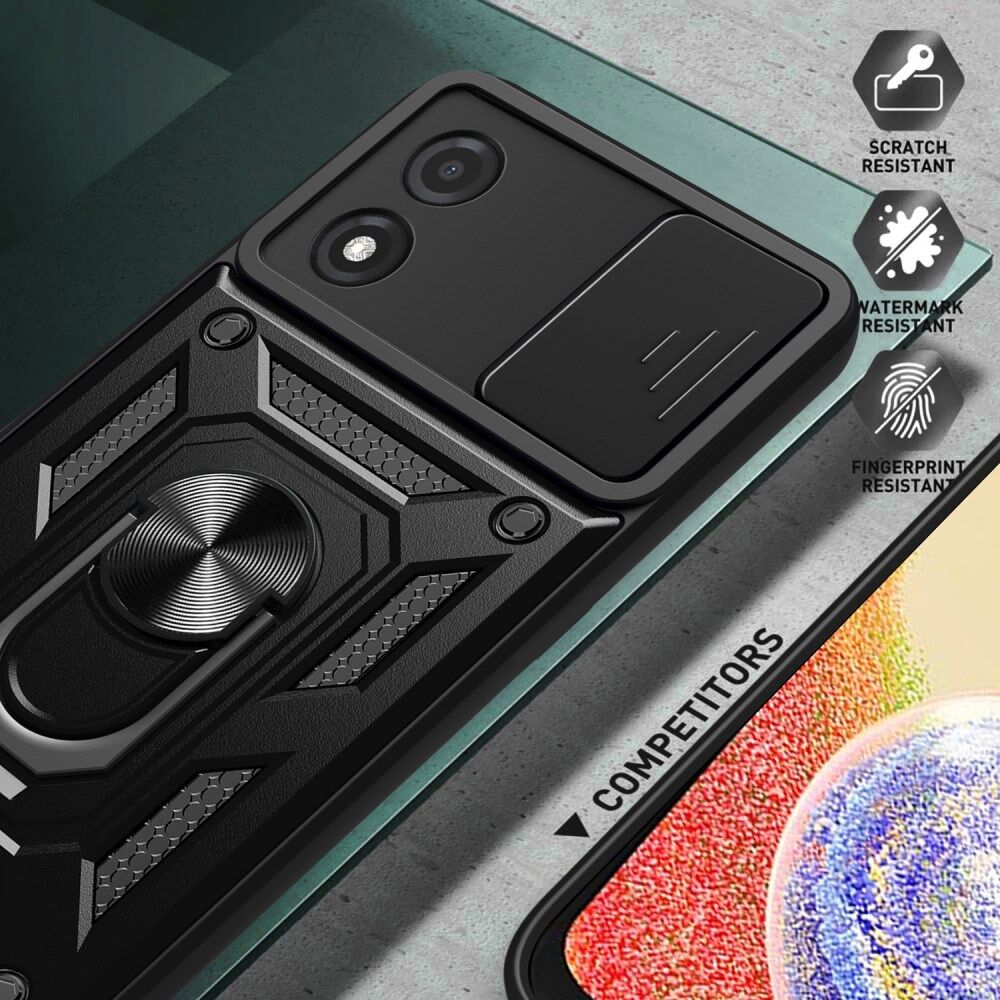 Motorola Moto E13 Hoesje met Camera Slider en Kickstand Ring Zwart afbeelding 5