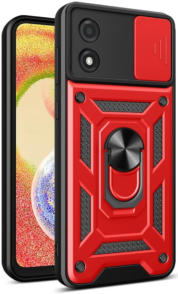 Motorola Moto E13 Hoesje met Camera Slider en Kickstand Ring Rood afbeelding 1