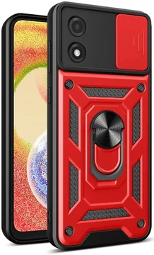 Motorola Moto E13 Hoesje met Camera Slider en Kickstand Ring Rood