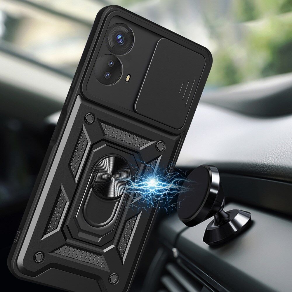 Motorola Moto G53 Hoesje met Camera Slider en Kickstand Ring Blauw afbeelding 4