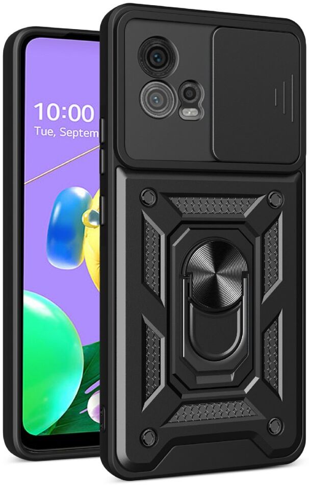 Motorola Moto G72 Hoesje met Camera Slider en Kickstand Ring Zwart afbeelding 1