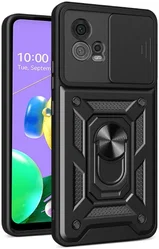 Motorola Moto G72 Hoesje met Camera Slider en Kickstand Ring Zwart afbeelding