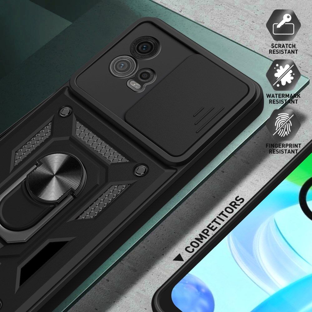 Motorola Moto G72 Hoesje met Camera Slider en Kickstand Ring Zwart afbeelding 5