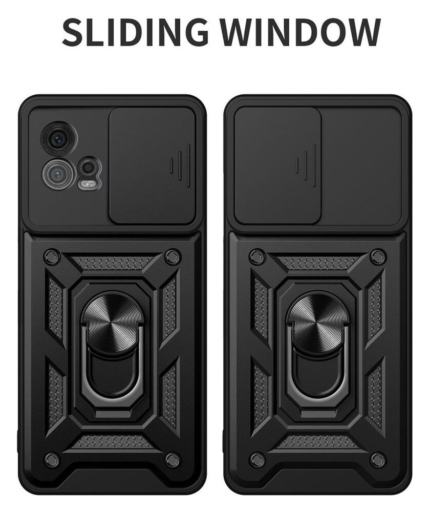 Motorola Moto G72 Hoesje met Camera Slider en Kickstand Ring Rood afbeelding 2