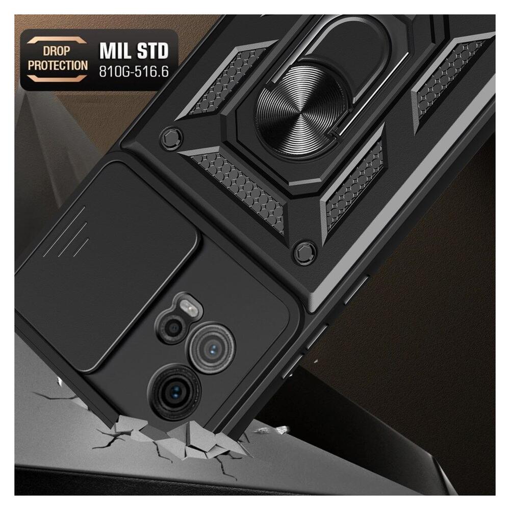 Motorola Moto G72 Hoesje met Camera Slider en Kickstand Ring Rood afbeelding 3