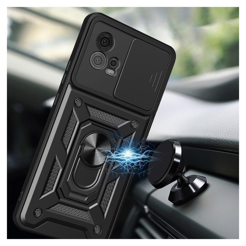 Motorola Moto G72 Hoesje met Camera Slider en Kickstand Ring Rood afbeelding 4