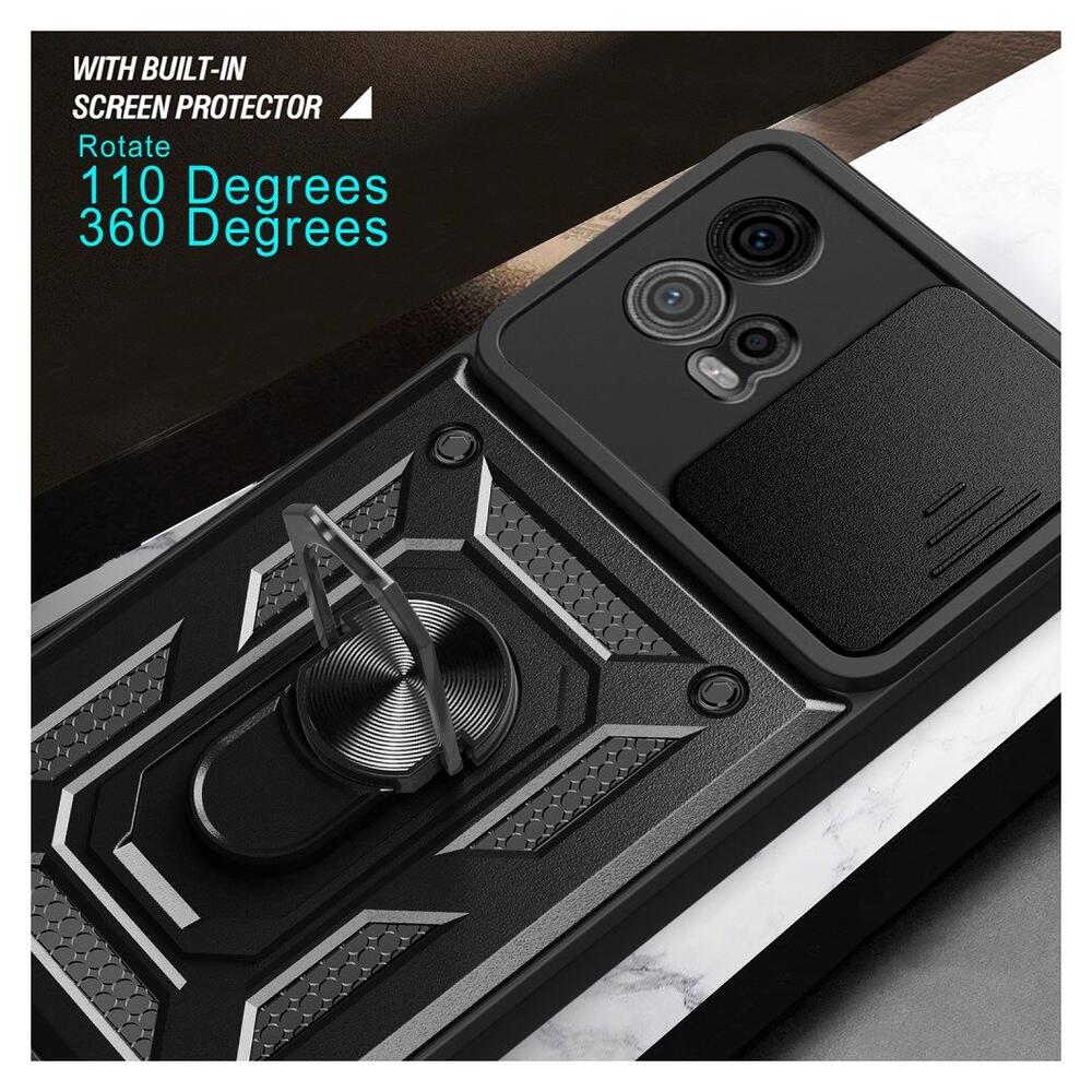 Motorola Moto G72 Hoesje met Camera Slider en Kickstand Ring Rood afbeelding 7