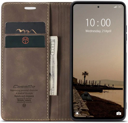 CaseMe 013 Xiaomi Redmi Note 12 Hoesje Book Case met Pasjeshouder Coffee afbeelding 1