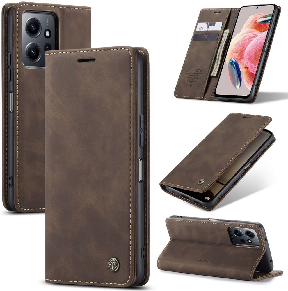 CaseMe 013 Xiaomi Redmi Note 12 Hoesje Book Case met Pasjeshouder Coffee afbeelding 2