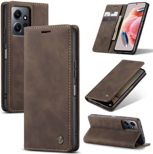 CaseMe 013 Xiaomi Redmi Note 12 Hoesje Book Case met Pasjeshouder Coffee afbeelding 2