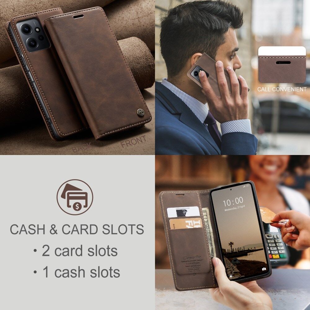 CaseMe 013 Xiaomi Redmi Note 12 Hoesje Book Case met Pasjeshouder Coffee afbeelding 6