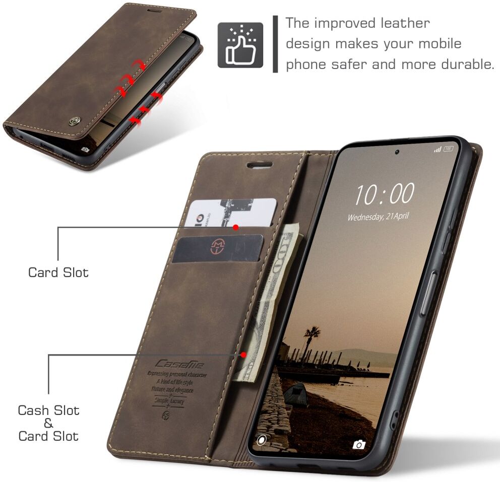 CaseMe 013 Xiaomi Redmi Note 12 Hoesje Book Case met Pasjeshouder Coffee afbeelding 7