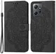 Xiaomi Redmi Note 12 Hoesje Bloemen Print Wallet Book Case Zwart afbeelding 1