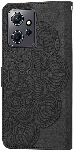 Xiaomi Redmi Note 12 Hoesje Bloemen Print Wallet Book Case Zwart afbeelding 2