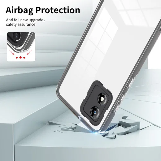 Motorola Moto E13 Hoesje Schokbestendig Transparant Zwart afbeelding 2