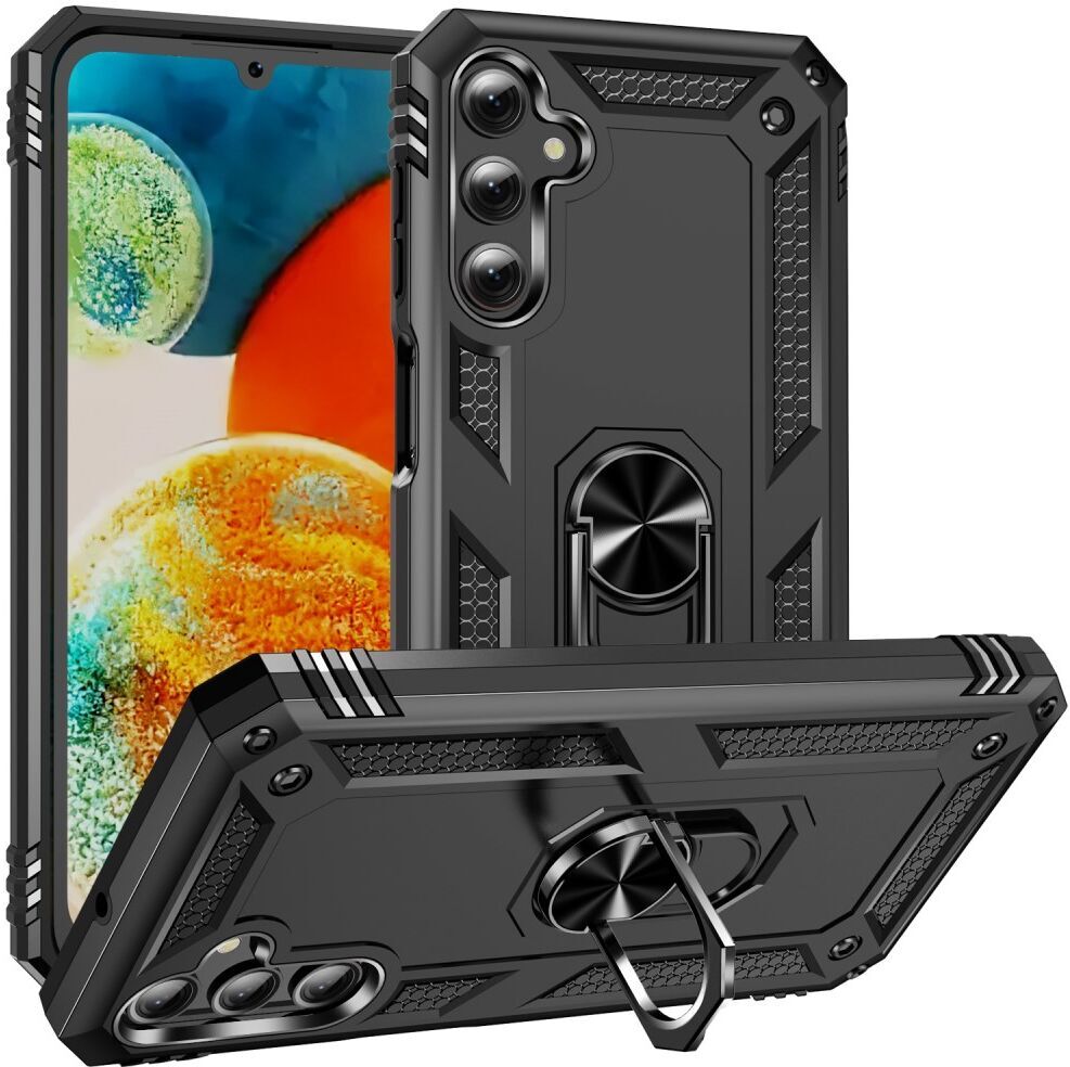 Samsung Galaxy A24 Hoesje Magnetische Kickstand Ring Back Cover Zwart afbeelding 1
